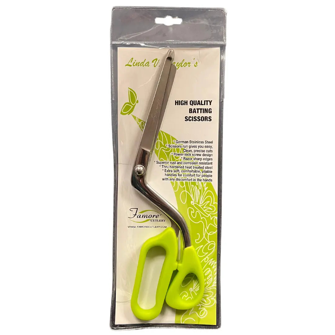 Famore Linda V Taylor Batting and Fabric Scissors with EZ Glide