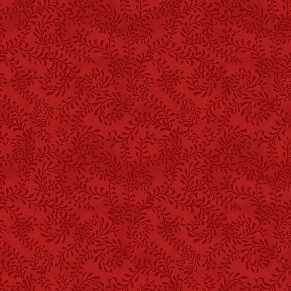 Red Swirling Leaves Cotton Wideback Fabric Per Yard - Linda's Electric Quilters
