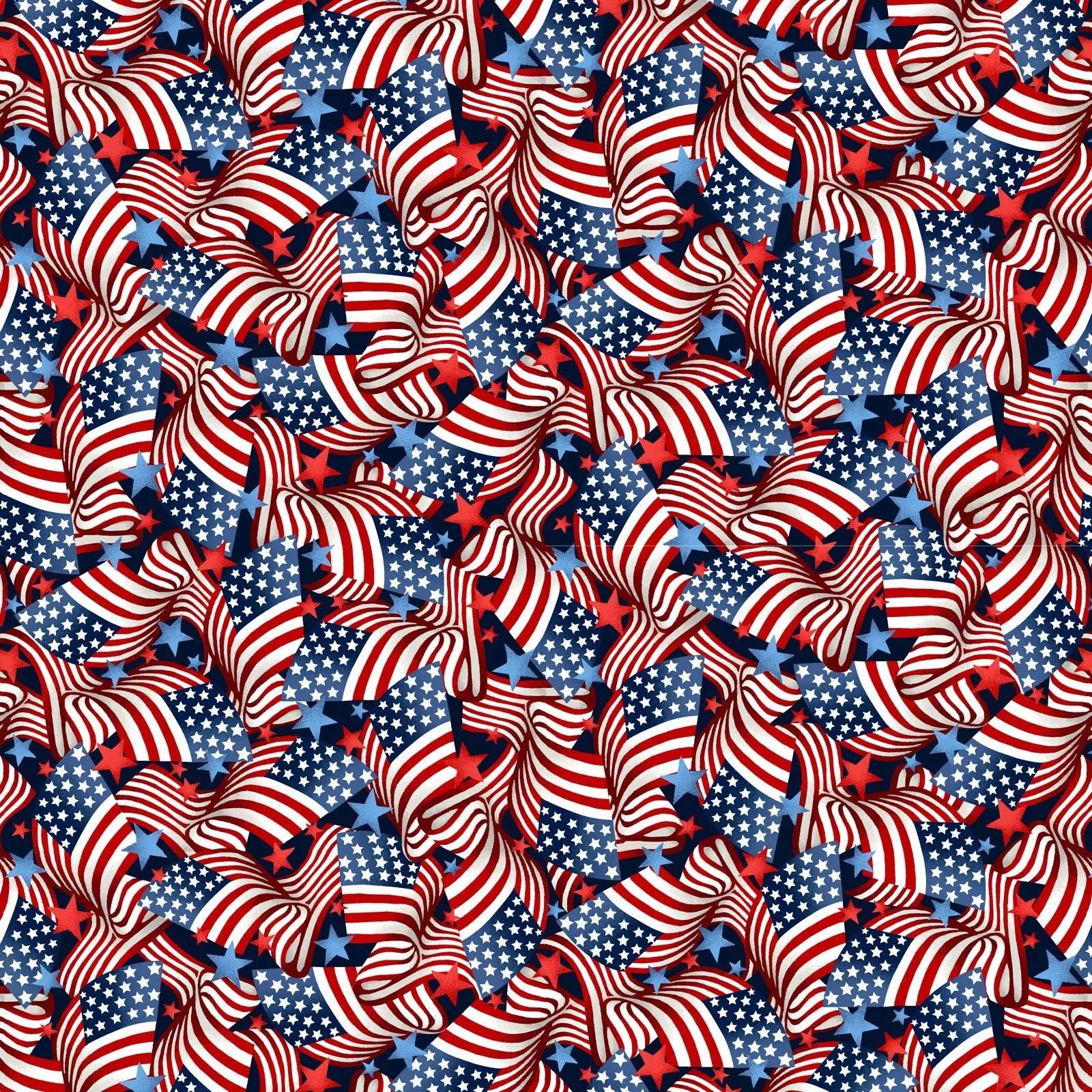 Red White and Starry Blue Too Flags Cotton Wideback Fabric per yard