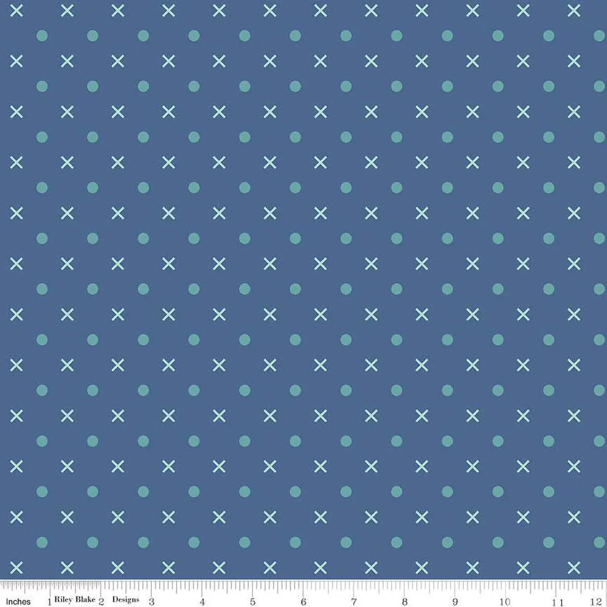 Blue Denim Bee Dots Wideback Fabric Per Yard - Linda's Electric Quilters
