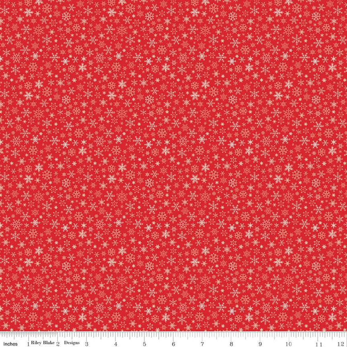 Red White Peace on Earth Snowflakes Wideback Fabric Per Yard - Linda's Electric Quilters