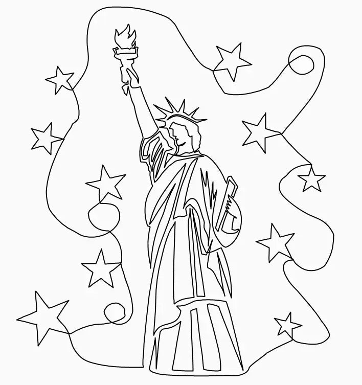Statue of Liberty with Stars Block