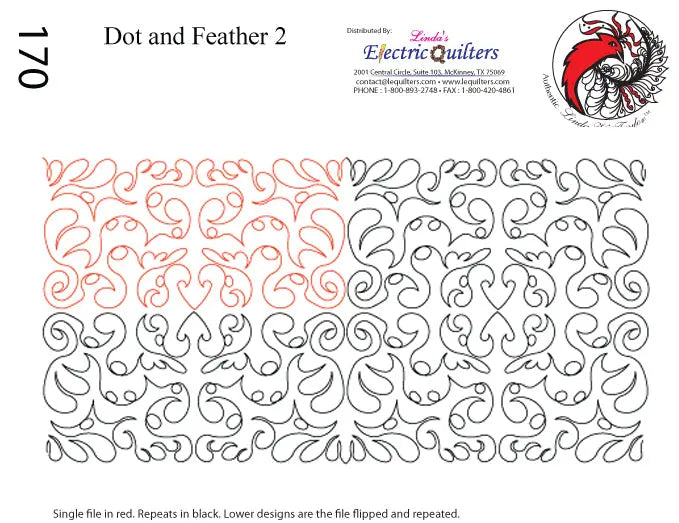 170 Dot And Feather 2 Pantograph by Linda V. Taylor - Linda's Electric Quilters