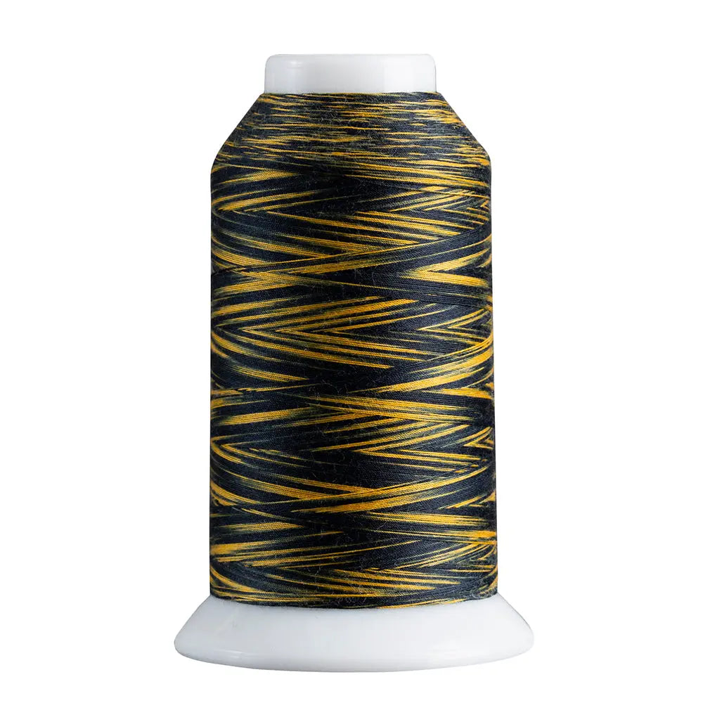 Navy & Gold quilting and decorative stitching thread. Superior Spirit is a variegated, lint-free, matte-finish, smooth 40-wt. 3 filament polyester thread. Choose color options to match school or team colors and stitch a quilt for your favorite athlete or fan. Perfect for T-shirt quilts or embroideries. Pair with So Fine! as a bobbin thread for perfect stitches.