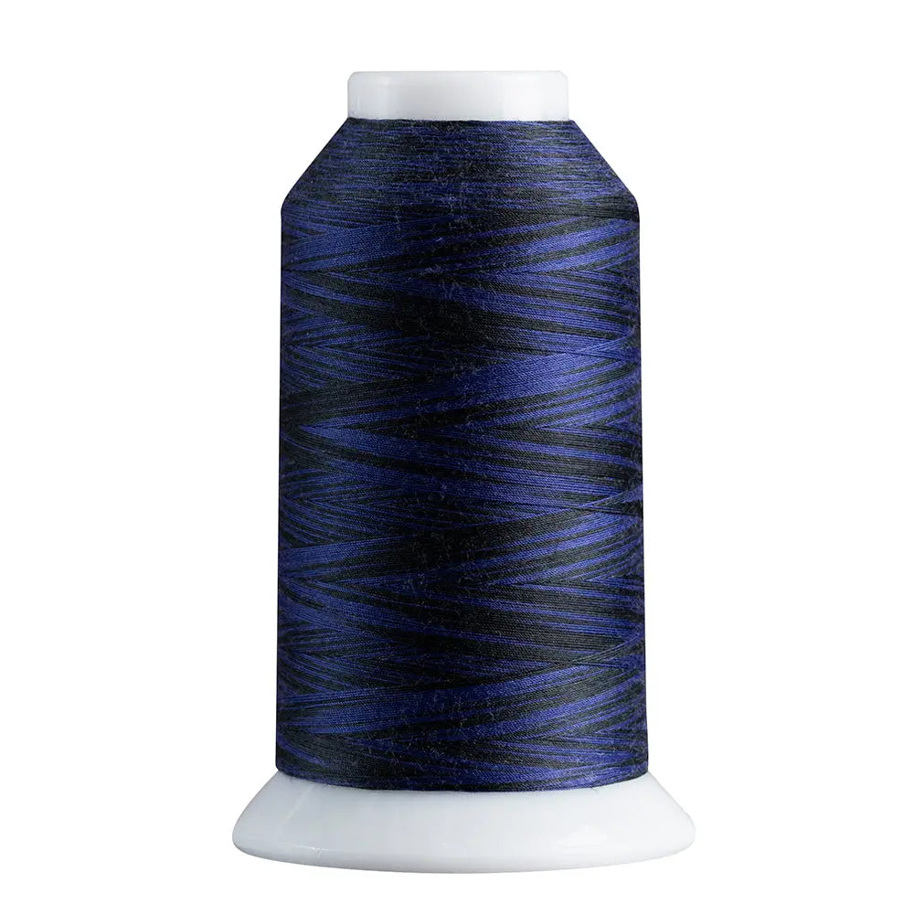 Purple & Black quilting and decorative stitching thread. Superior Spirit is a variegated, lint-free, matte-finish, smooth 40-wt. 3 filament polyester thread. Choose color options to match school or team colors and stitch a quilt for your favorite athlete or fan. Perfect for T-shirt quilts or embroideries. Pair with So Fine! as a bobbin thread for perfect stitches.