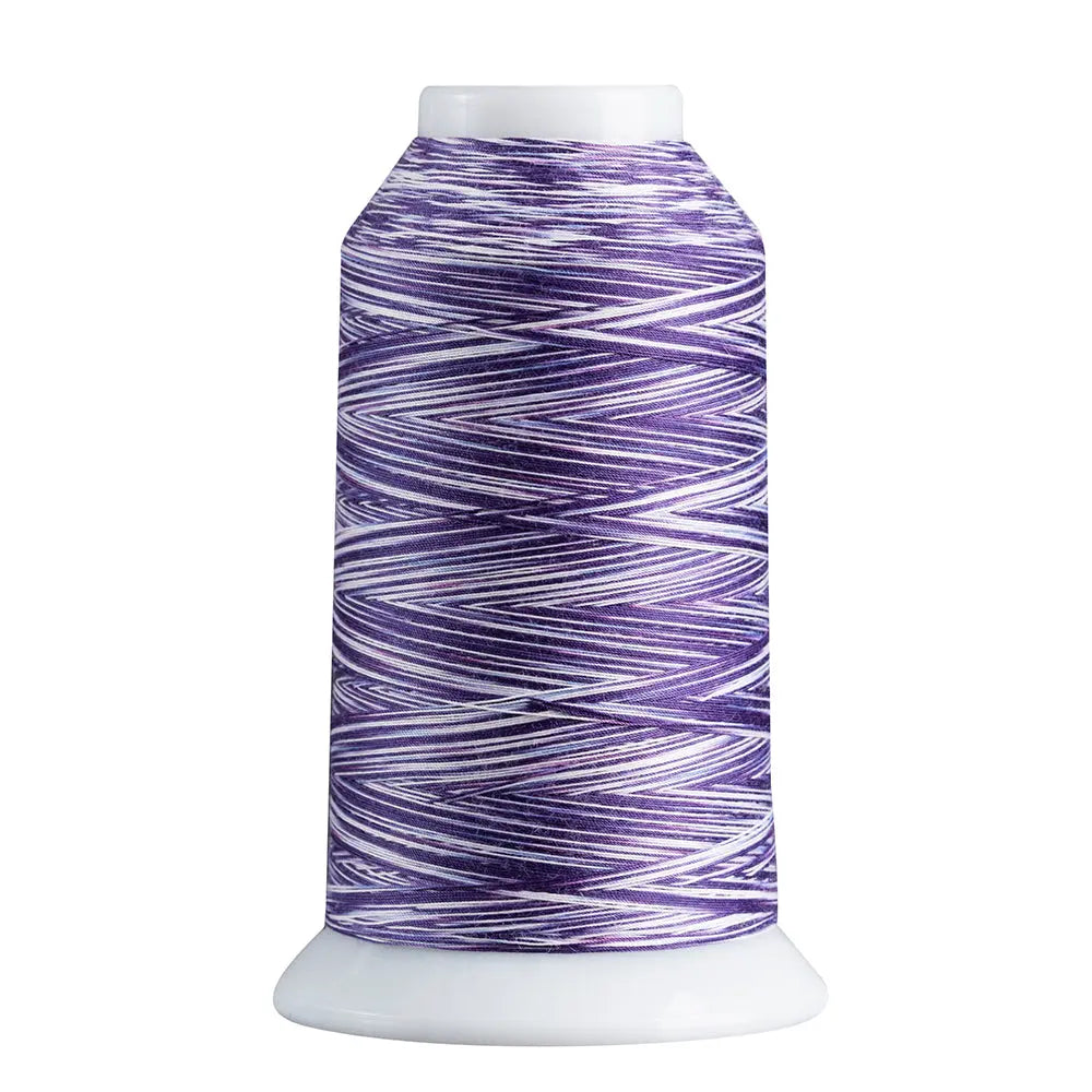 Purple & White quilting and decorative stitching thread. Superior Spirit is a variegated, lint-free, matte-finish, smooth 40-wt. 3 filament polyester thread. Choose color options to match school or team colors and stitch a quilt for your favorite athlete or fan. Perfect for T-shirt quilts or embroideries. Pair with So Fine! as a bobbin thread for perfect stitches.