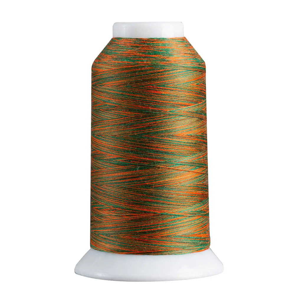 Green & Orange quilting and decorative stitching thread. Superior Spirit is a variegated, lint-free, matte-finish, smooth 40-wt. 3 filament polyester thread. Choose color options to match school or team colors and stitch a quilt for your favorite athlete or fan. Perfect for T-shirt quilts or embroideries. Pair with So Fine! as a bobbin thread for perfect stitches.