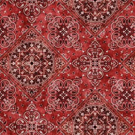 Red Bandana Wideback Cotton Fabric Per Yard