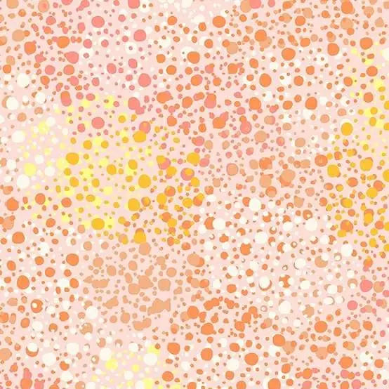 Orange Peach Splatter Dots Wideback Cotton Fabric Per Yard