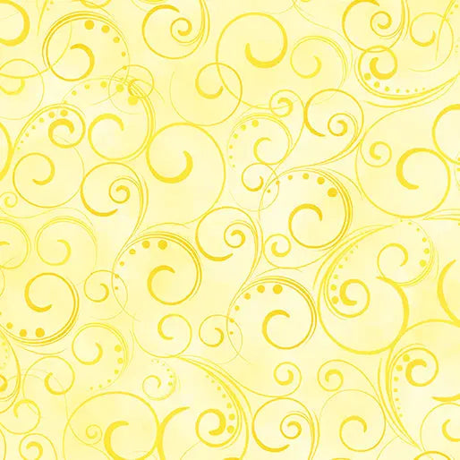 Yellow Swirling Splendor Wideback Cotton Per Yard - Linda's Electric Quilters
