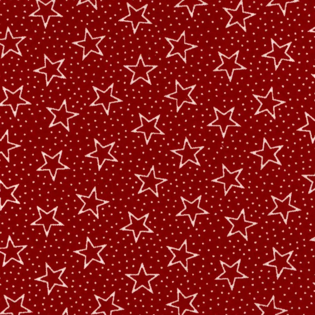 Red with White Stars Cotton Wideback Fabric Per Yard