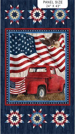 Stars and Stripes Red Truck Panel - 24" x 43"
