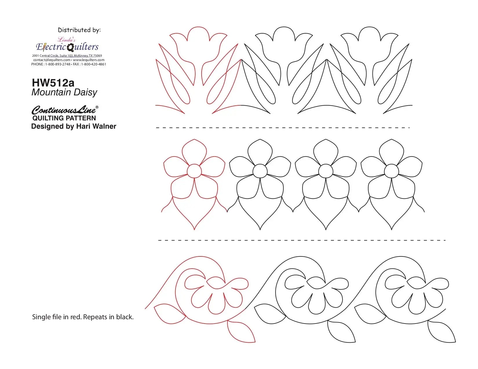 512 Floral 1 Pantograph by Hari Walner - Linda's Electric Quilters