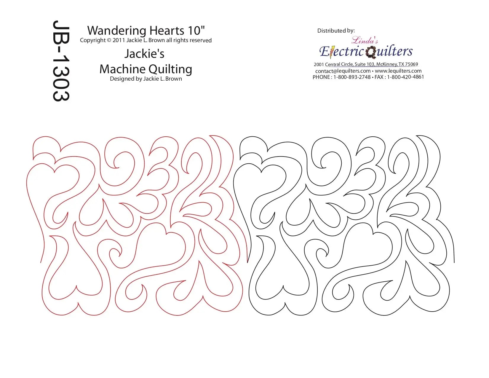 1303 Wandering Hearts Pantograph by Jackie Brown