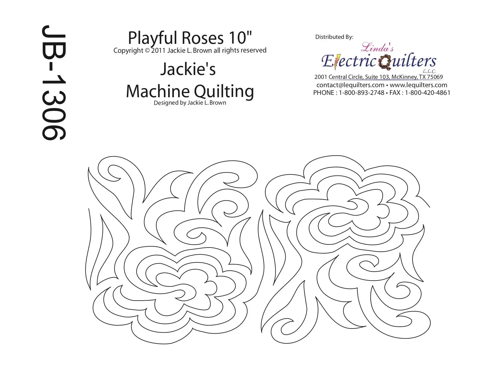 1306 Playful Roses Pantograph by Jackie Brown - Linda's Electric Quilters