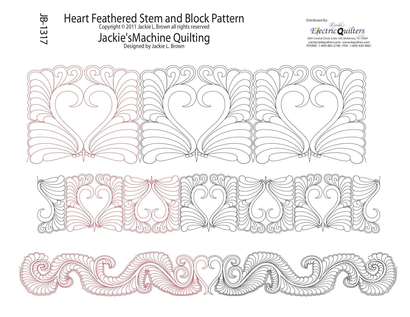 1317 Heart Feathered Stem Pantograph by Jackie Brown