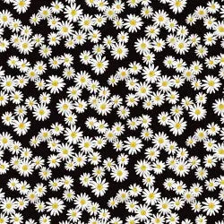 Black White Daisy Dance Cotton Wideback Fabric per yard