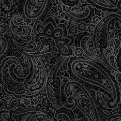 Black Radiant Paisley Cotton Wideback Fabric per yard