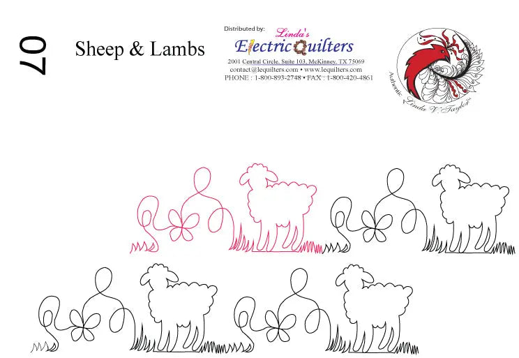 007 Sheep & Lambs Pantograph by Linda V. Taylor - Linda's Electric Quilters