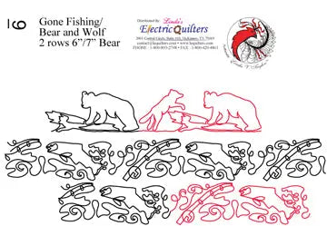 009 Fish, Bear & Wolf Pantograph by Linda V. Taylor - Linda's Electric Quilters