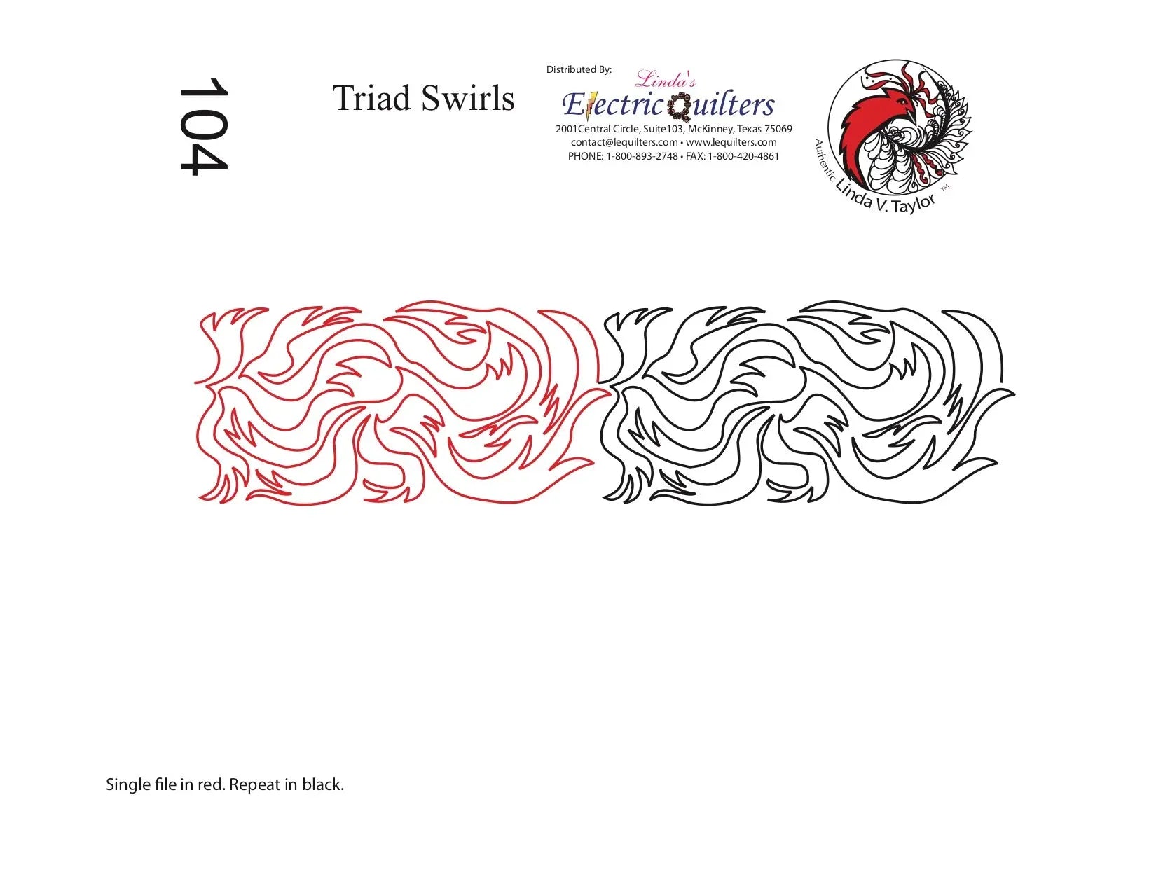 104 Triad Swirl Pantograph by Linda V. Taylor - Linda's Electric Quilters