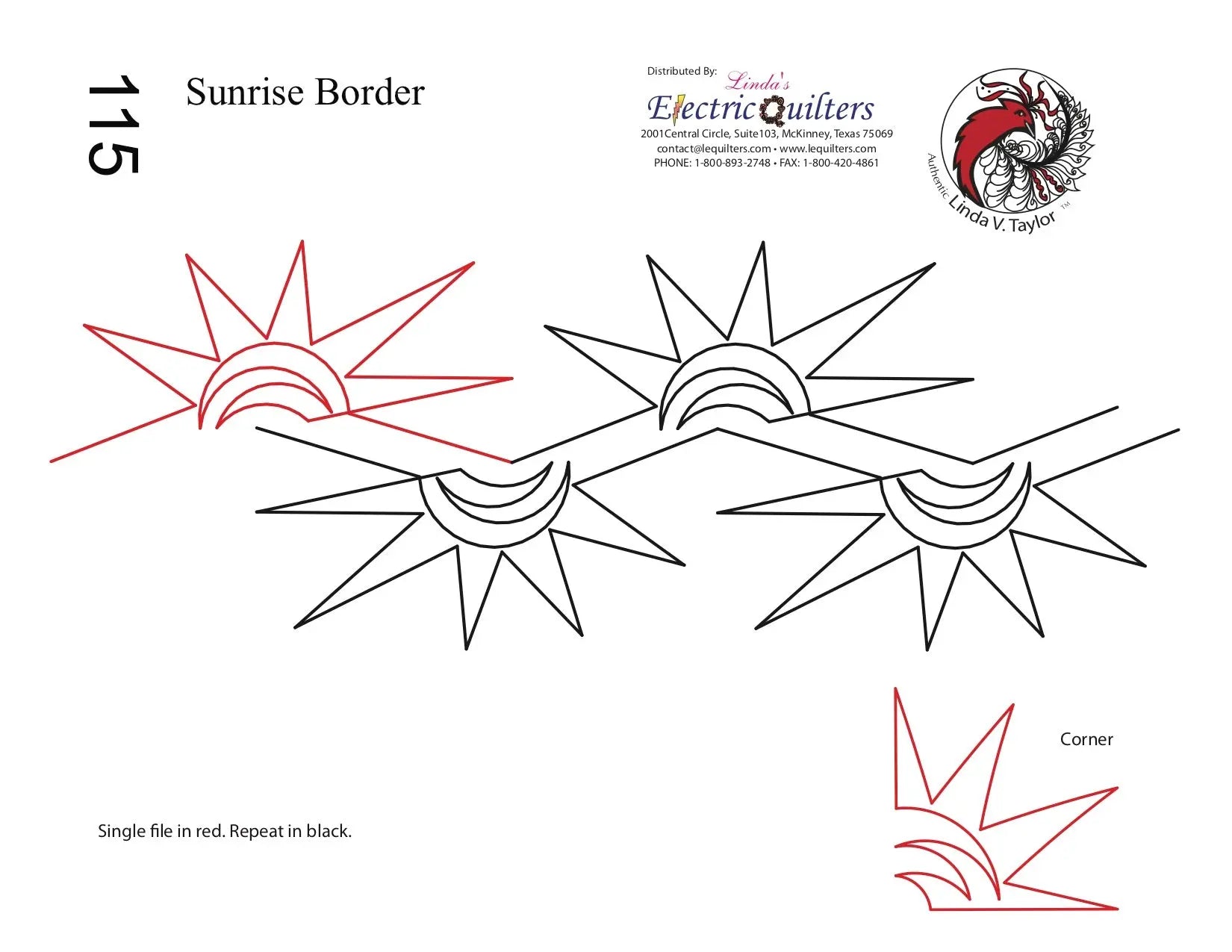 115 Sunrise Border Pantograph by Linda V. Taylor - Linda's Electric Quilters