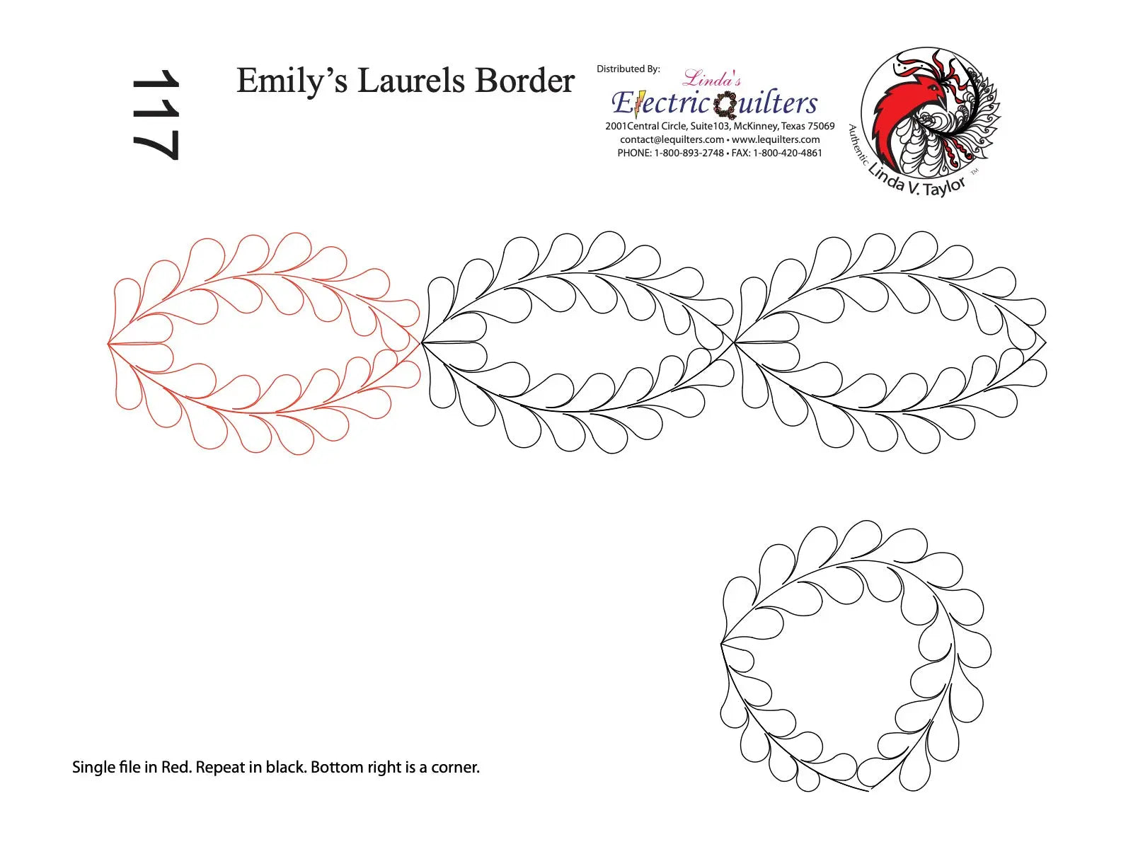 117 Emily's Laurels Pantograph with Blocks by Linda V. Taylor - Linda's Electric Quilters
