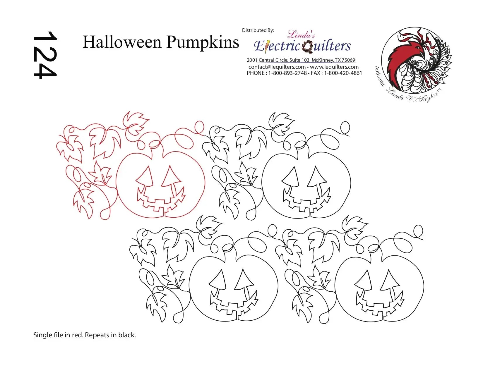 124 Halloween Pumpkins Pantograph by Linda V. Taylor