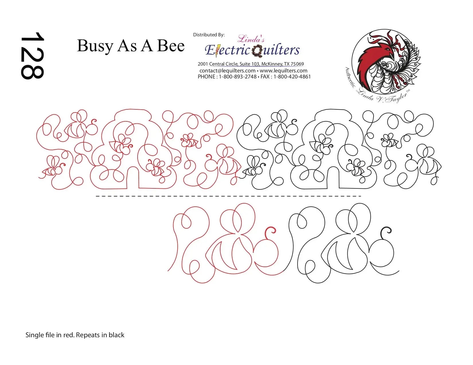 128 Busy As A Bee Pantograph by Linda V. Taylor