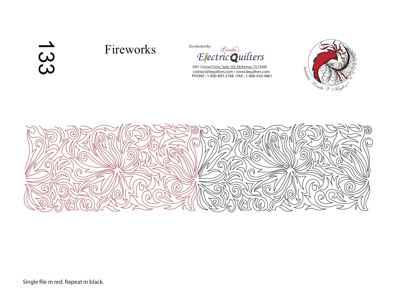 133 Fireworks Pantograph by Linda V. Taylor - Linda's Electric Quilters