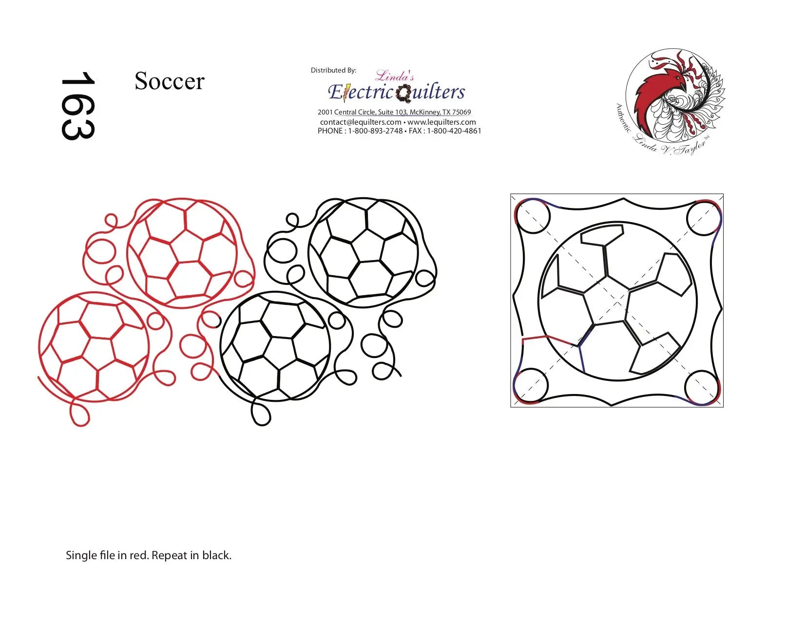 163 Soccer Pantograph with Blocks by Linda V. Taylor - Linda's Electric Quilters