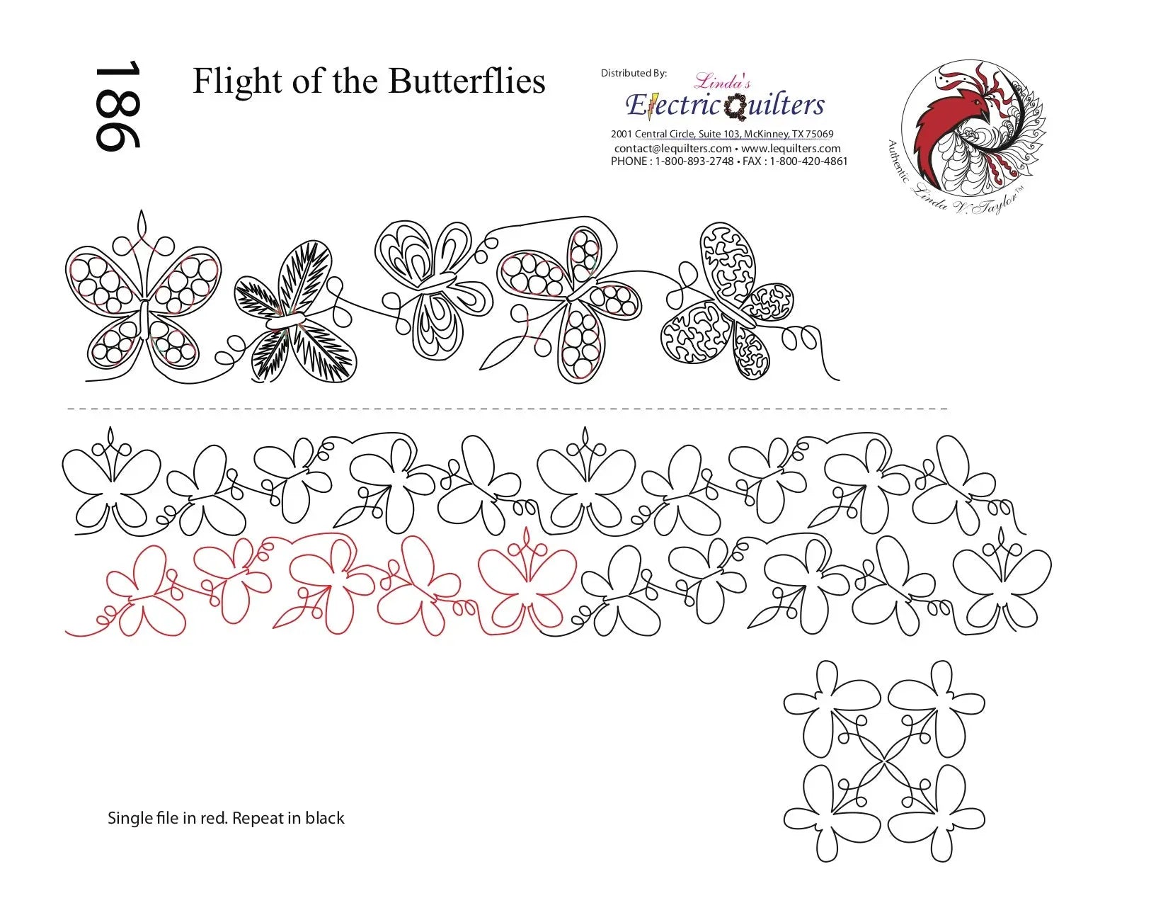 186 Flight Of The Butterflies Pantograph with Blocks by Linda V. Taylor