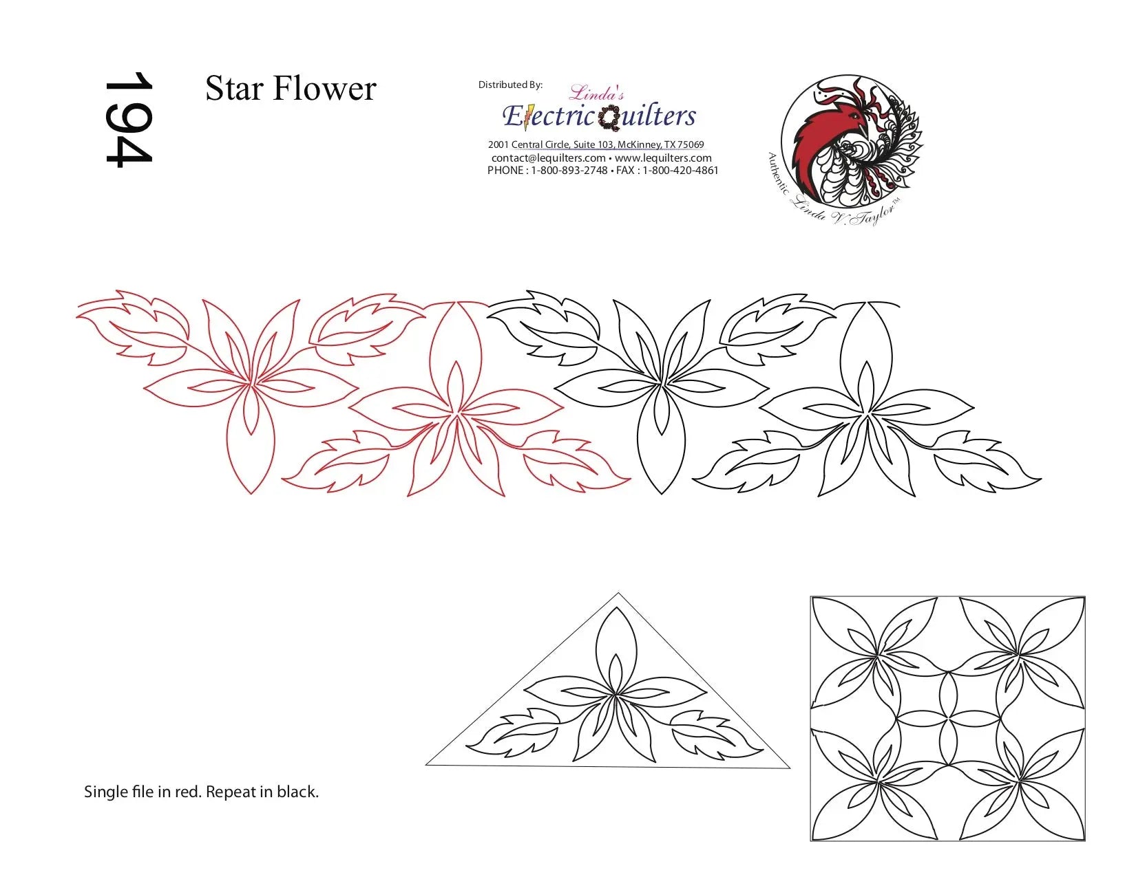 194 Star Flower Pantograph with Blocks by Linda V. Taylor - Linda's Electric Quilters
