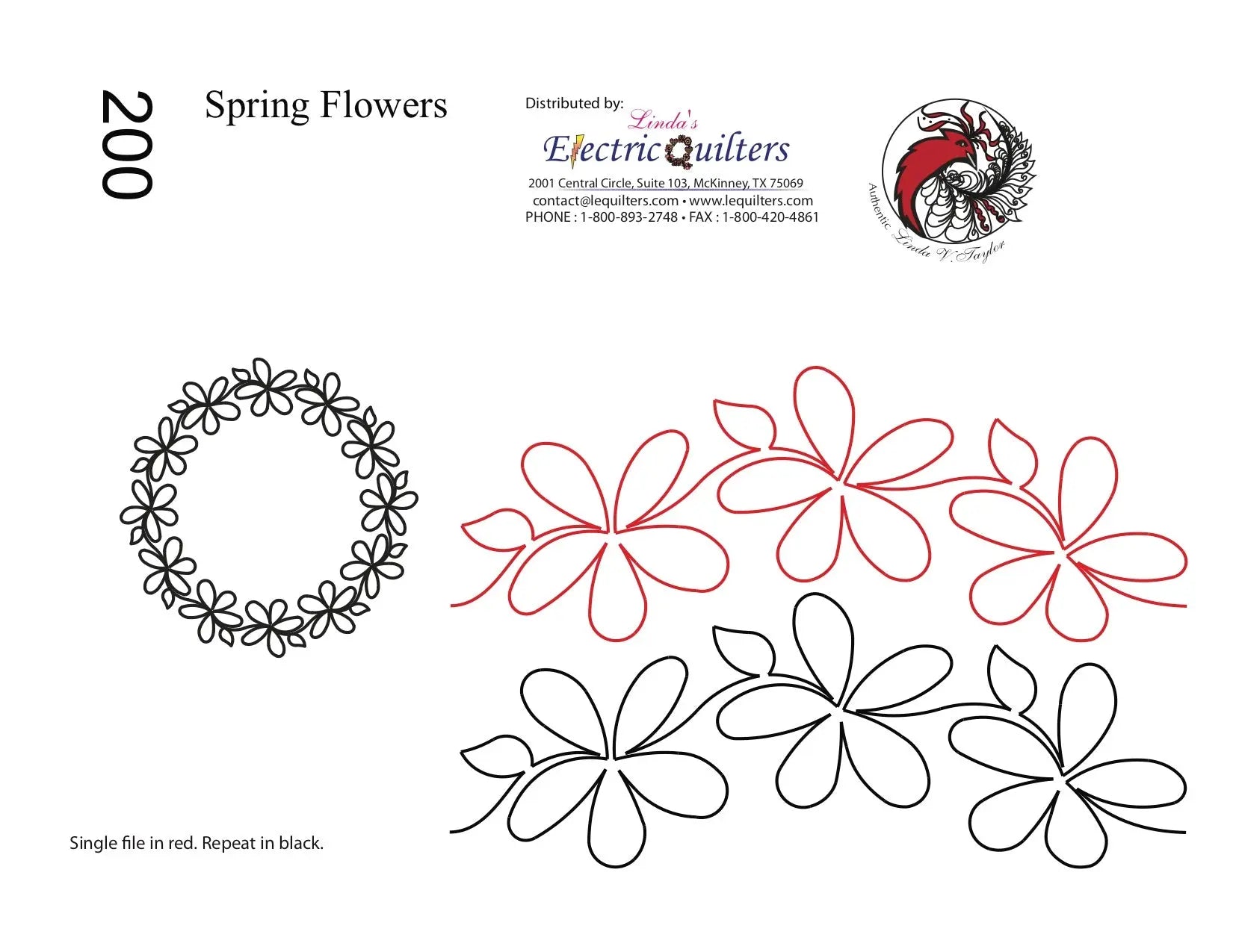200 Spring Flowers Pantograph with Blocks by Linda V. Taylor