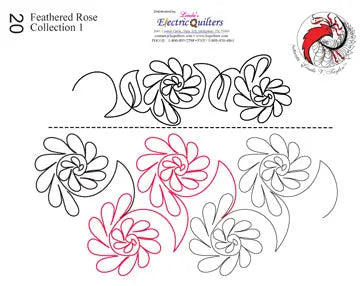 020 Feathered Rose Collection 1 Pantograph by Linda V. Taylor - Linda's Electric Quilters