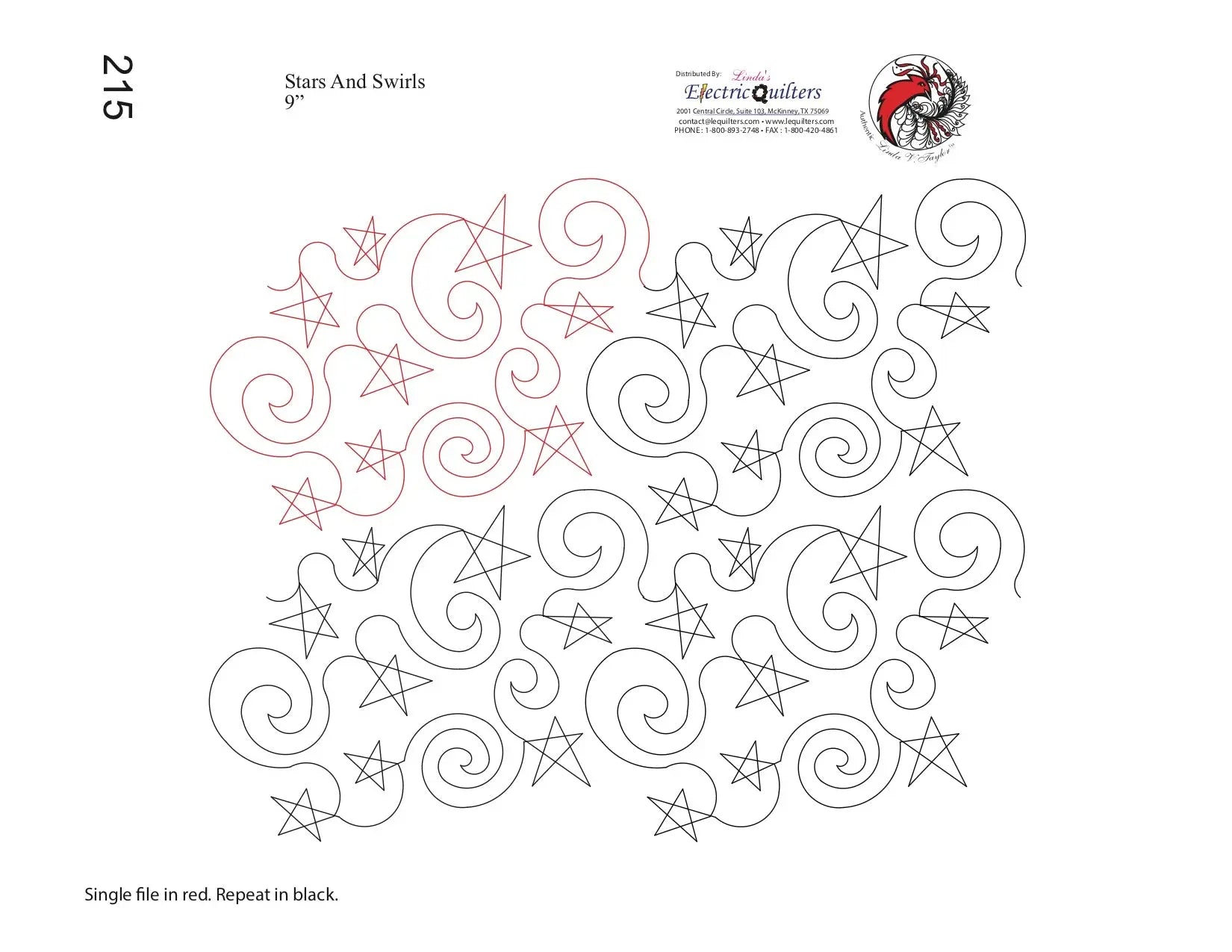 215 Stars And Swirls Pantograph by Linda V. Taylor - Linda's Electric Quilters