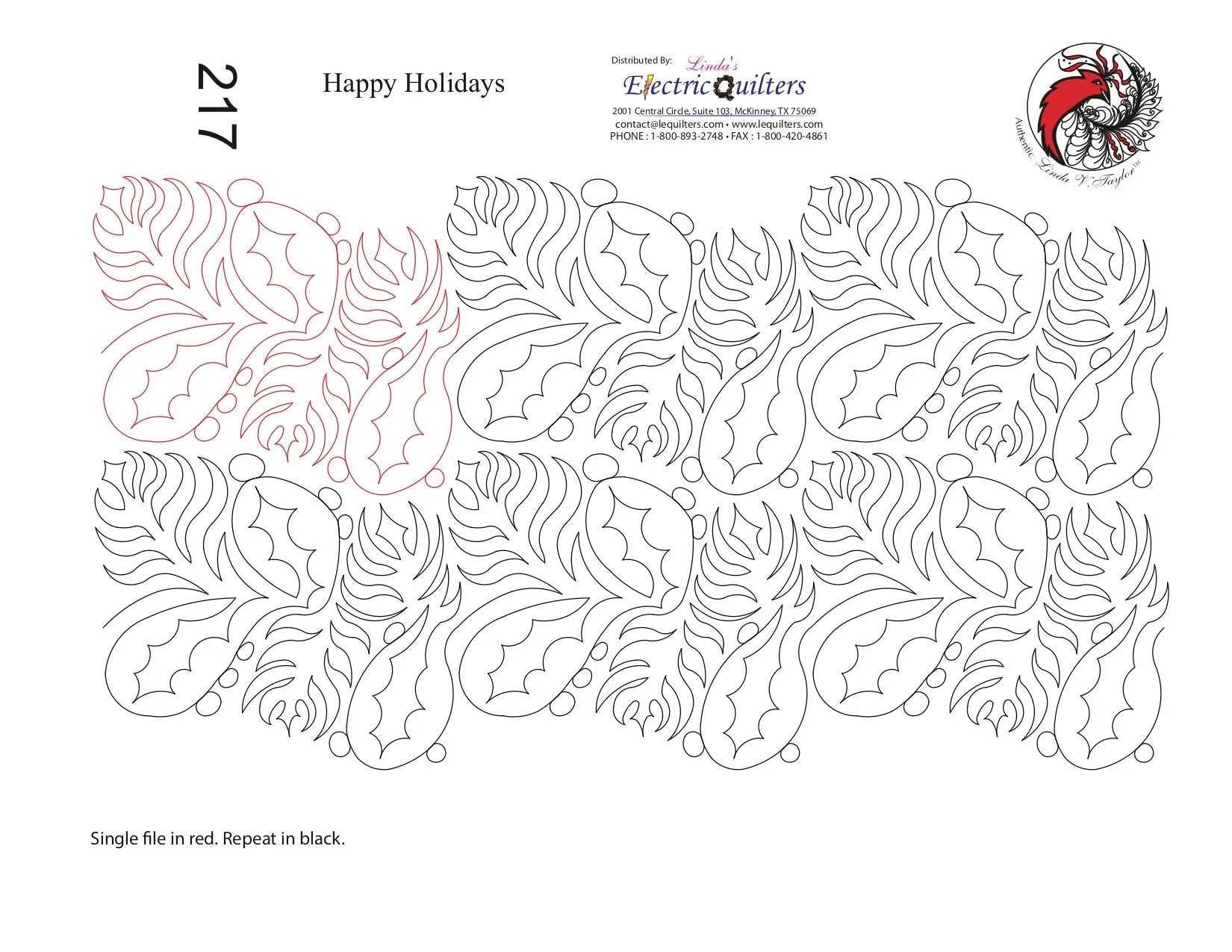 217 Happy Holidays Pantograph by Linda V. Taylor - Linda's Electric Quilters