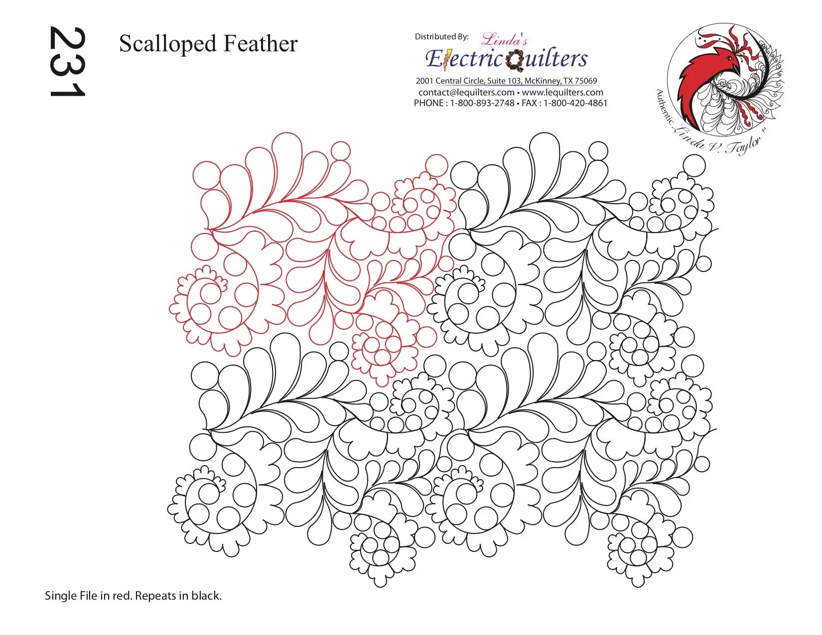231 Scalloped Feather Pantograph by Linda V. Taylor