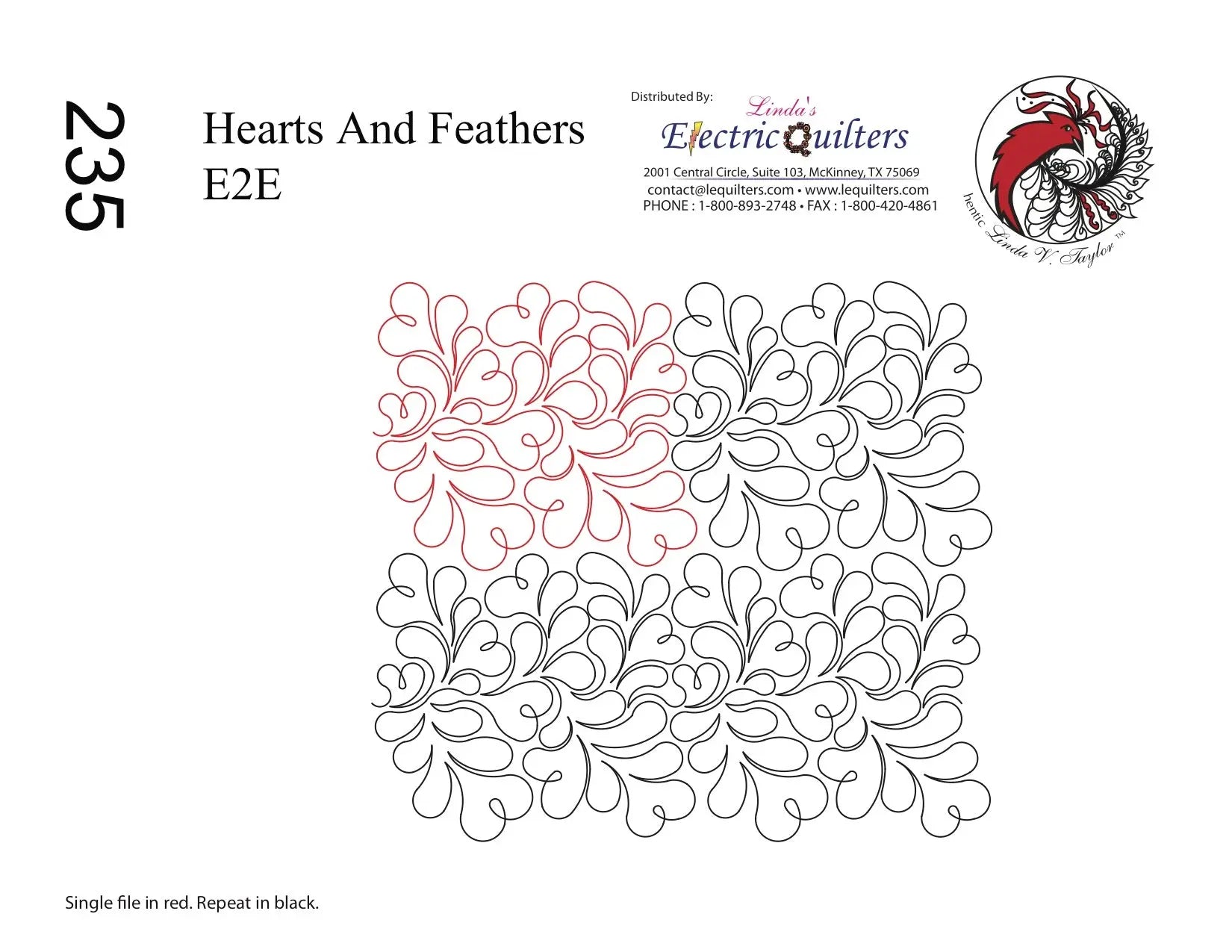 235 Hearts And Feathers Pantograph by Linda V. Taylor
