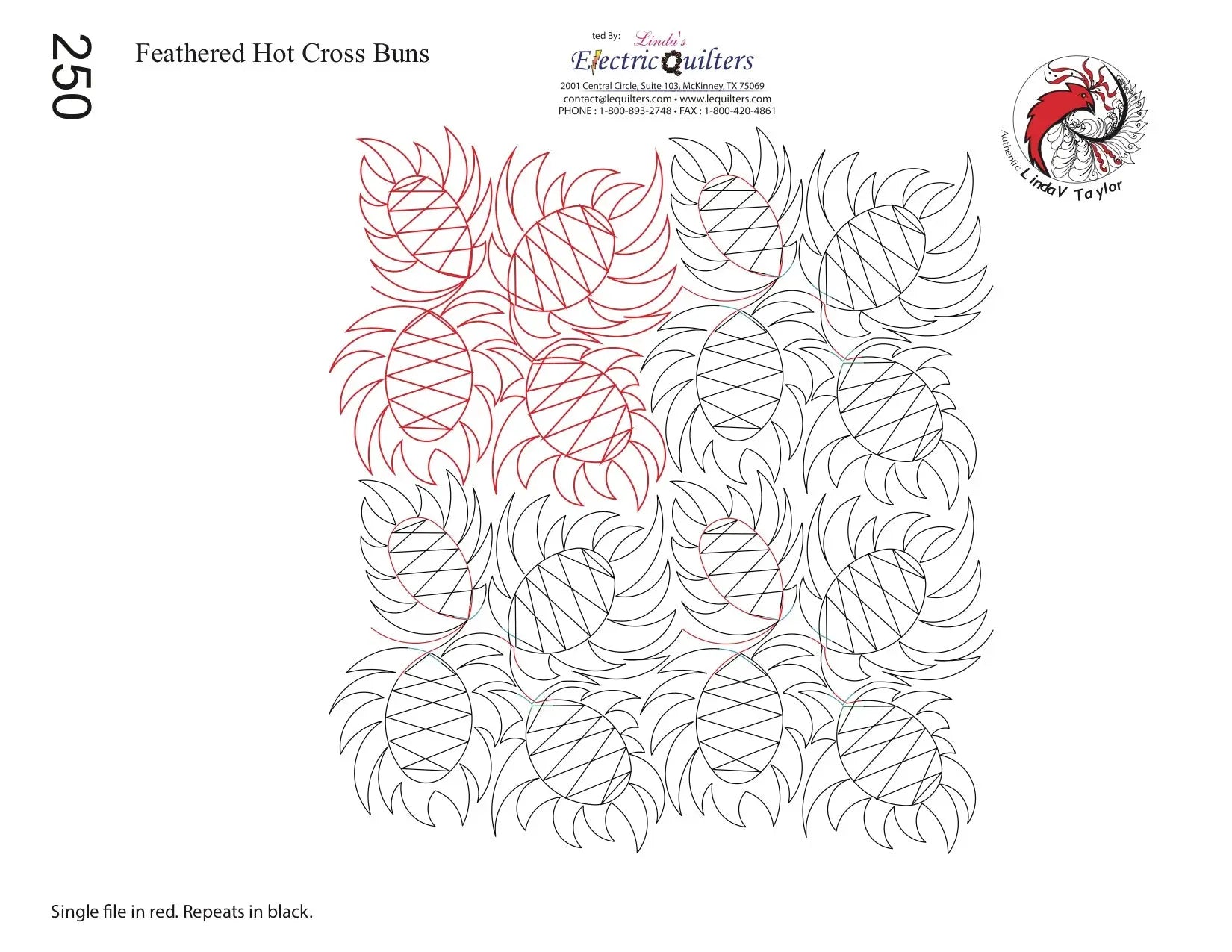 250 Feathered Hot Cross Buns Pantograph by Linda V. Taylor