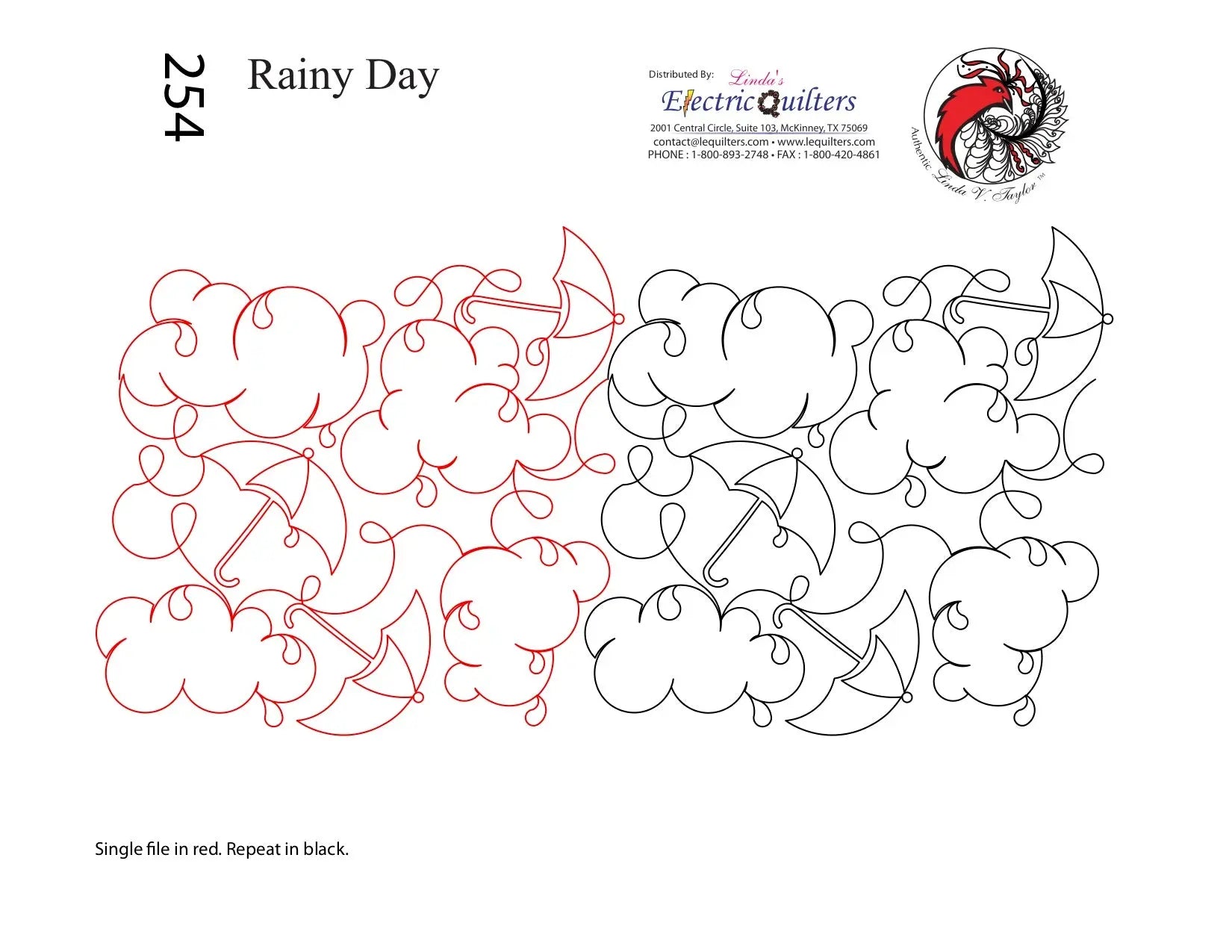 254 Rainy Day Pantograph by Linda V. Taylor - Linda's Electric Quilters