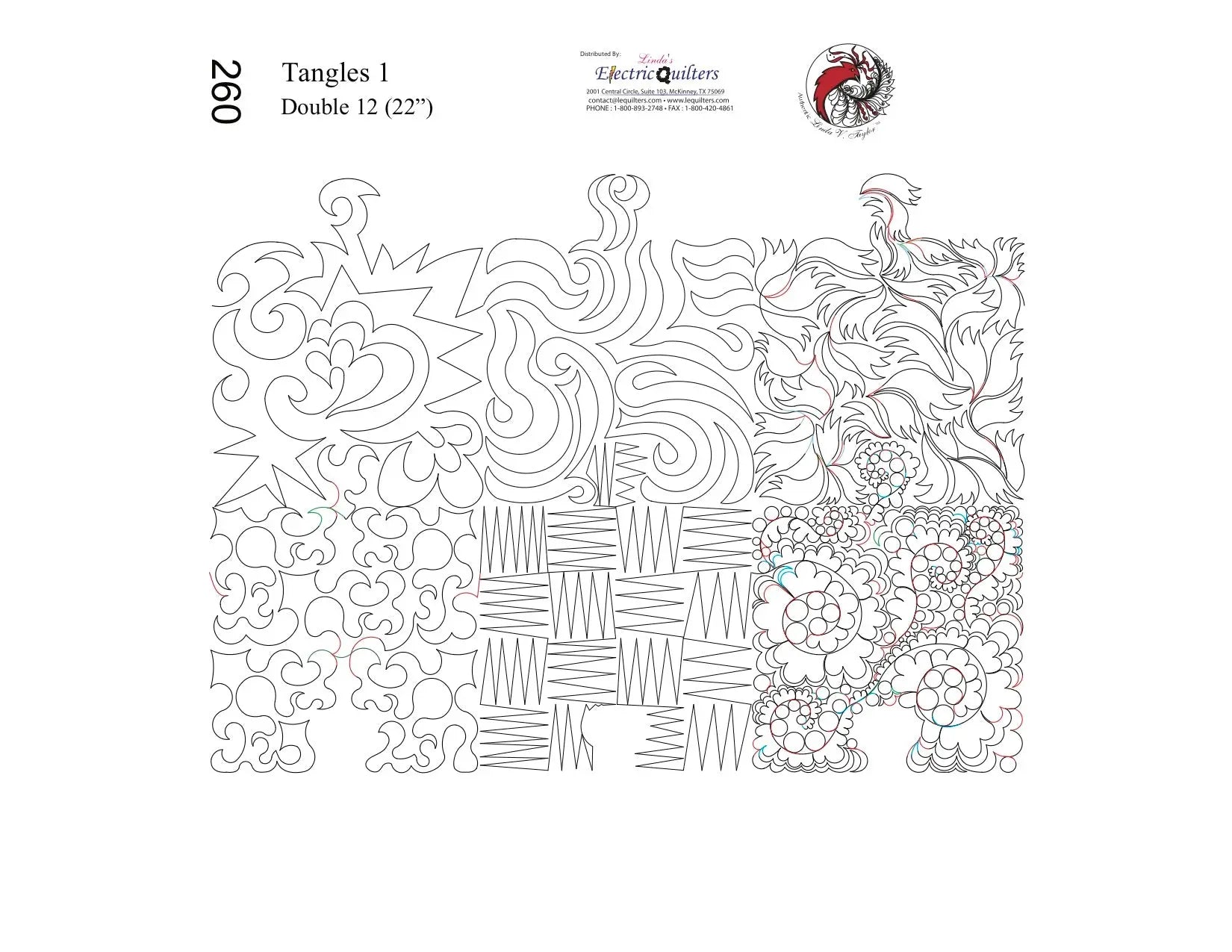260 Tangles 1 Pantograph by Linda V. Taylor - Linda's Electric Quilters