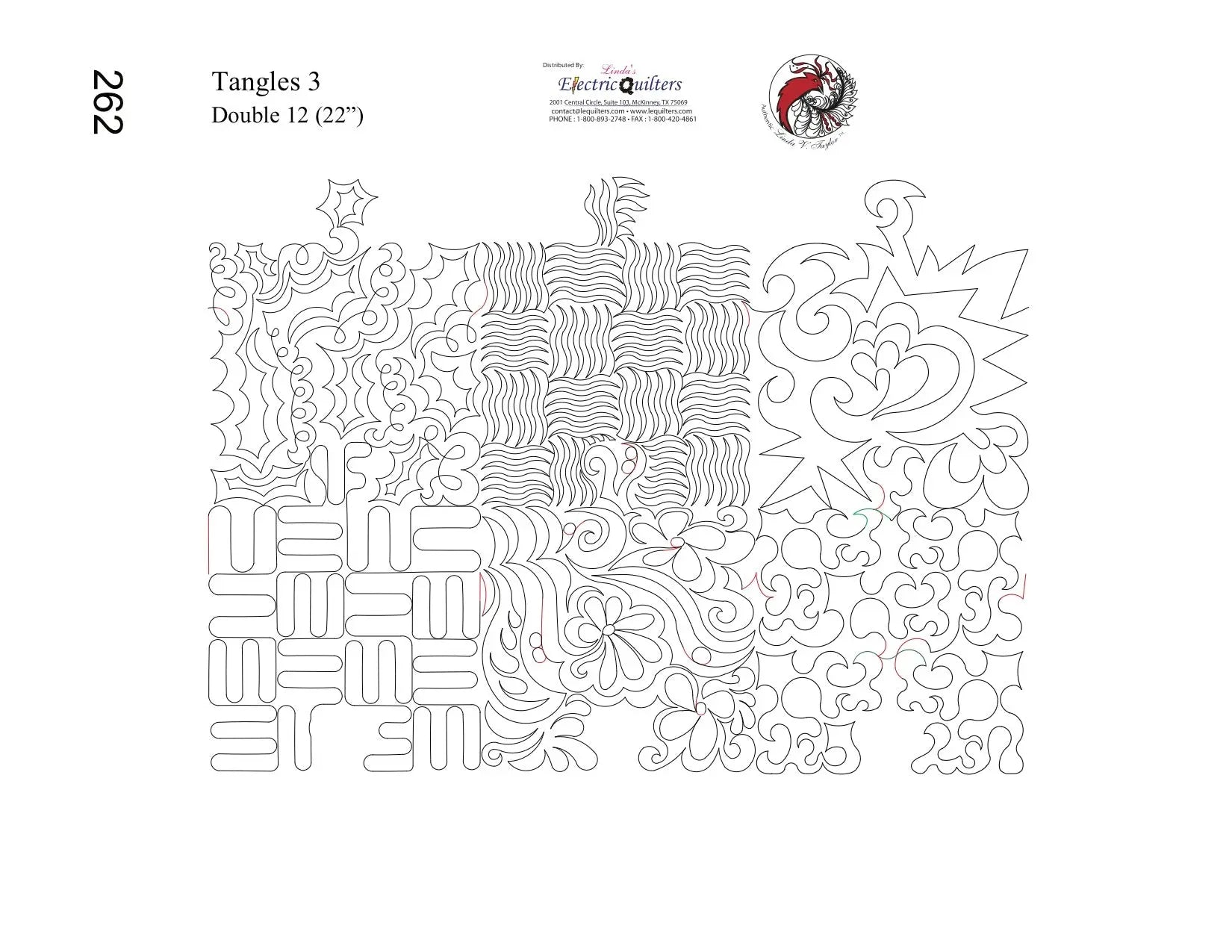 262 Tangles 3 Pantograph by Linda V. Taylor - Linda's Electric Quilters