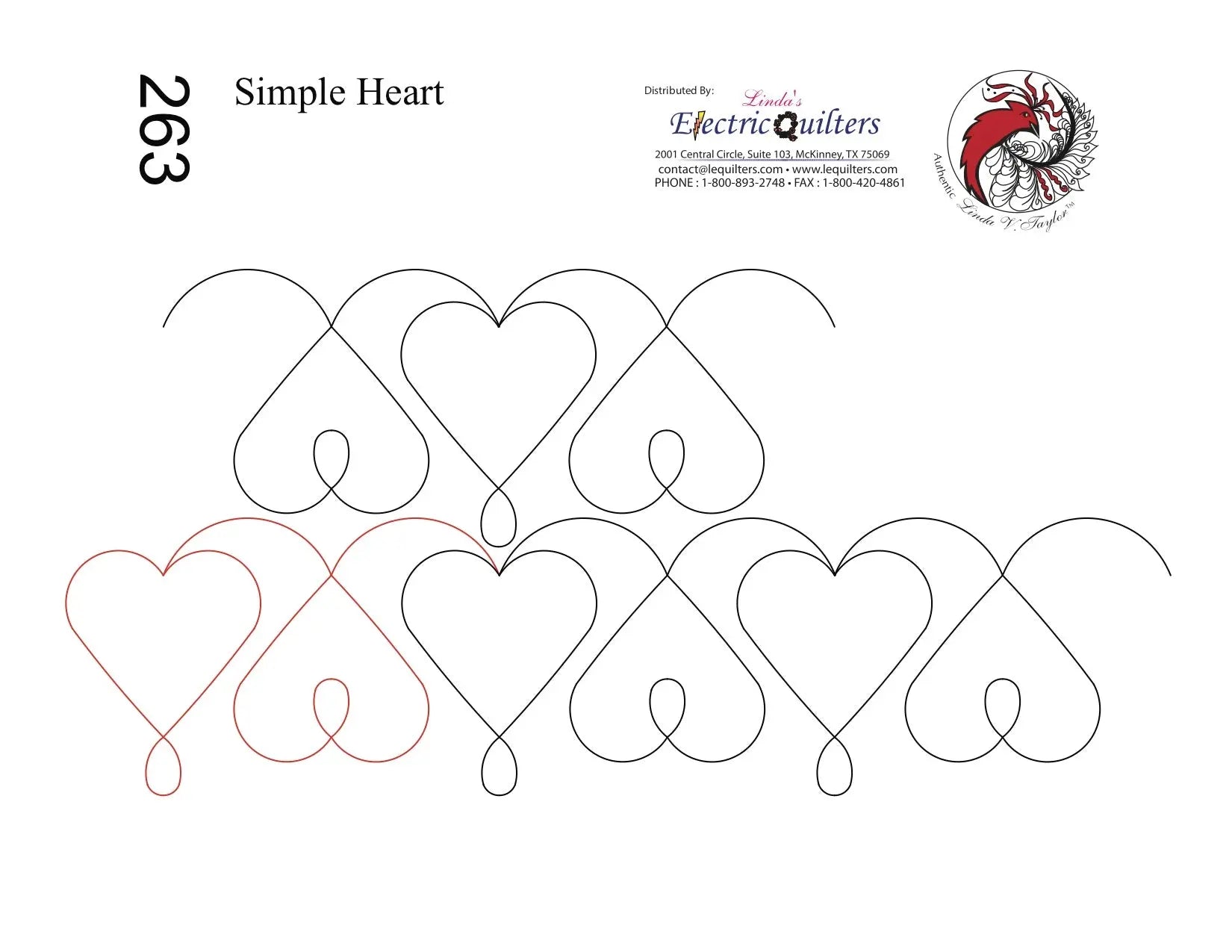 263 Simple Heart Pantograph by Linda V. Taylor - Linda's Electric Quilters