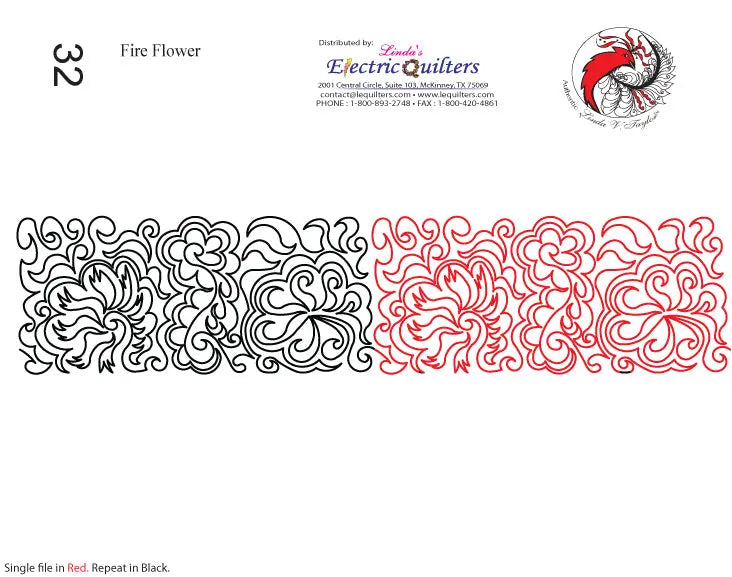 032 Fire Flower Pantograph by Linda V. Taylor - Linda's Electric Quilters