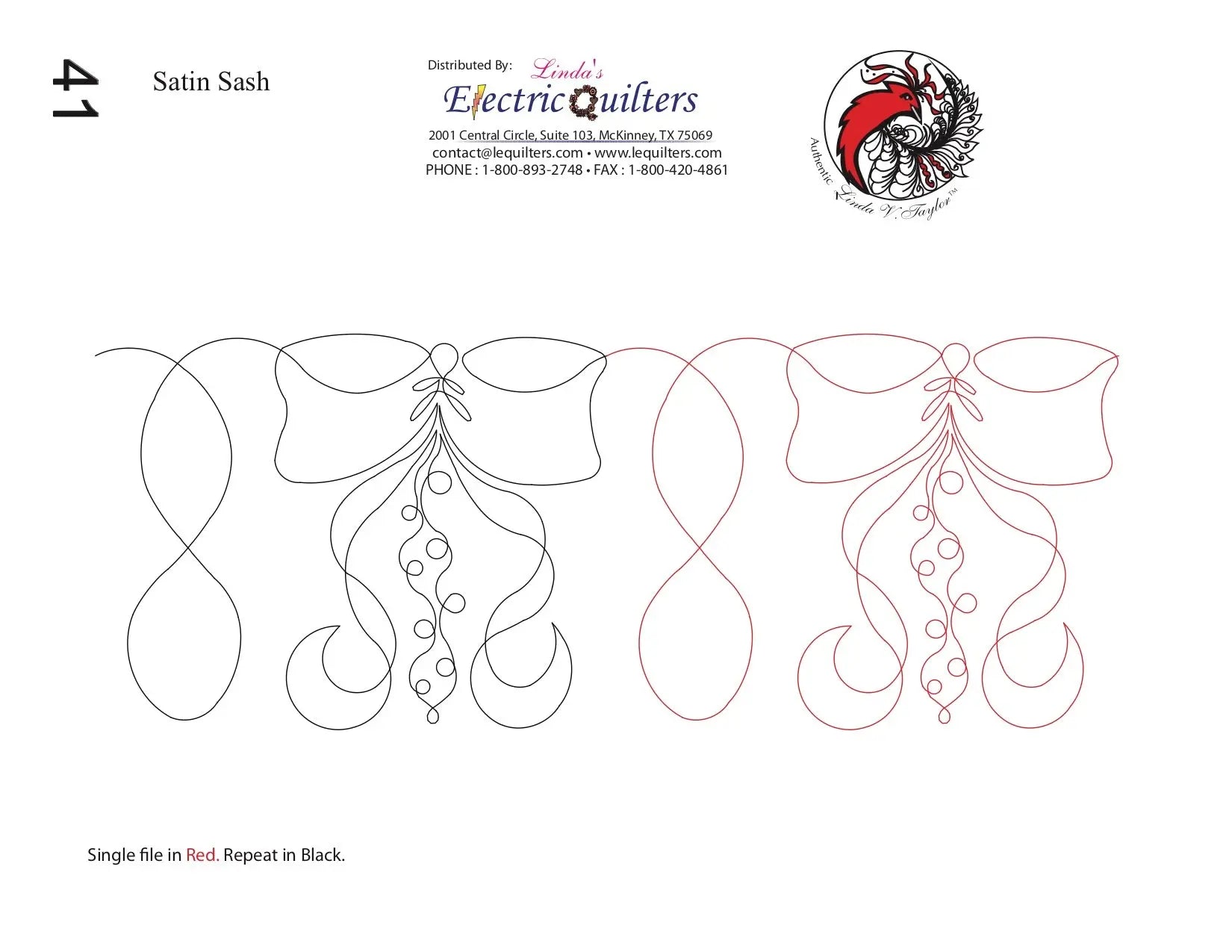 041 Satin Sash Pantograph by Linda V. Taylor - Linda's Electric Quilters