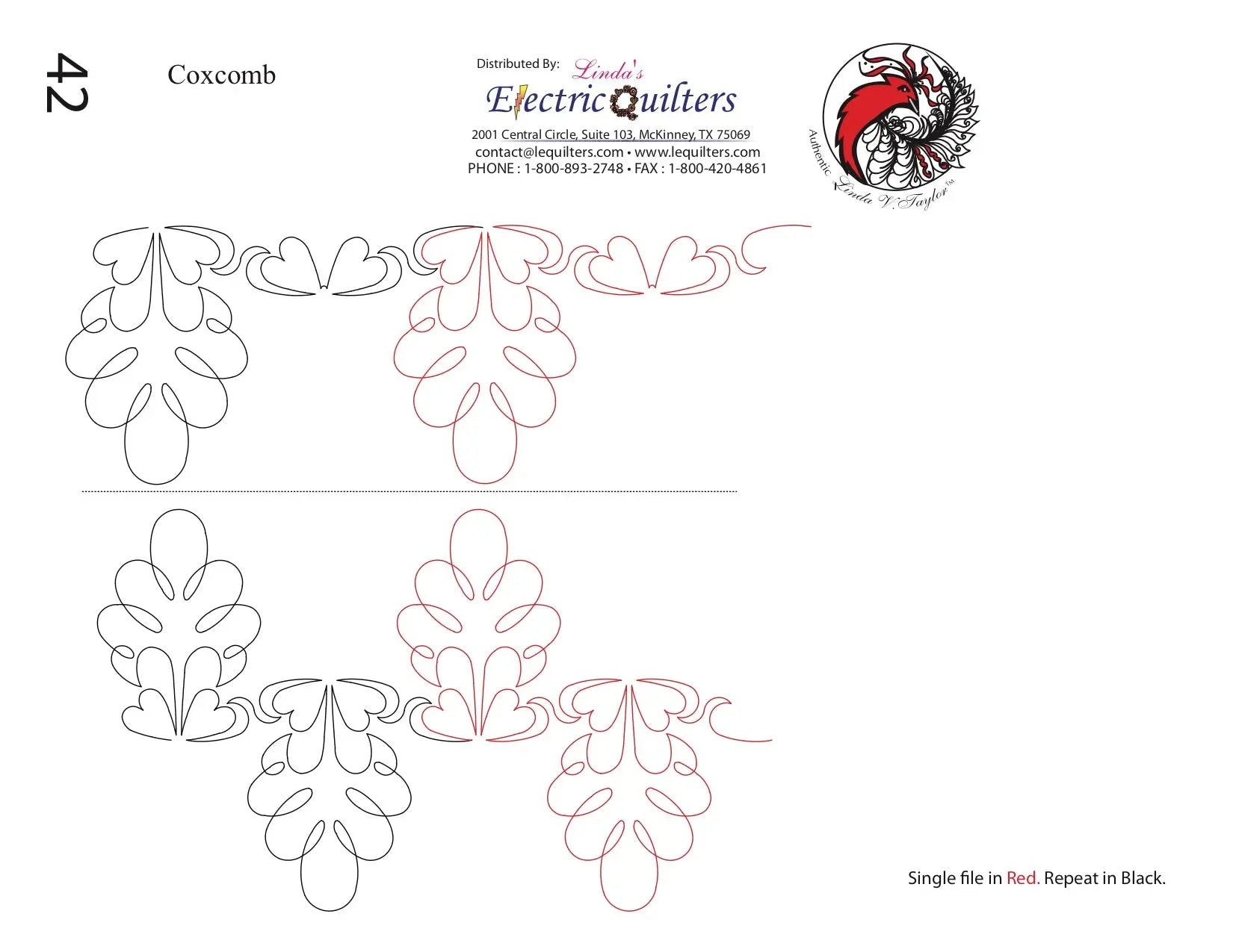 042 Coxcomb Pantograph by Linda V. Taylor - Linda's Electric Quilters