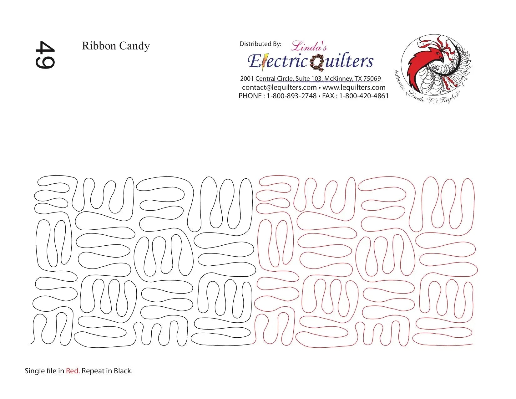 049 Ribbon Candy Pantograph by Linda V. Taylor - Linda's Electric Quilters