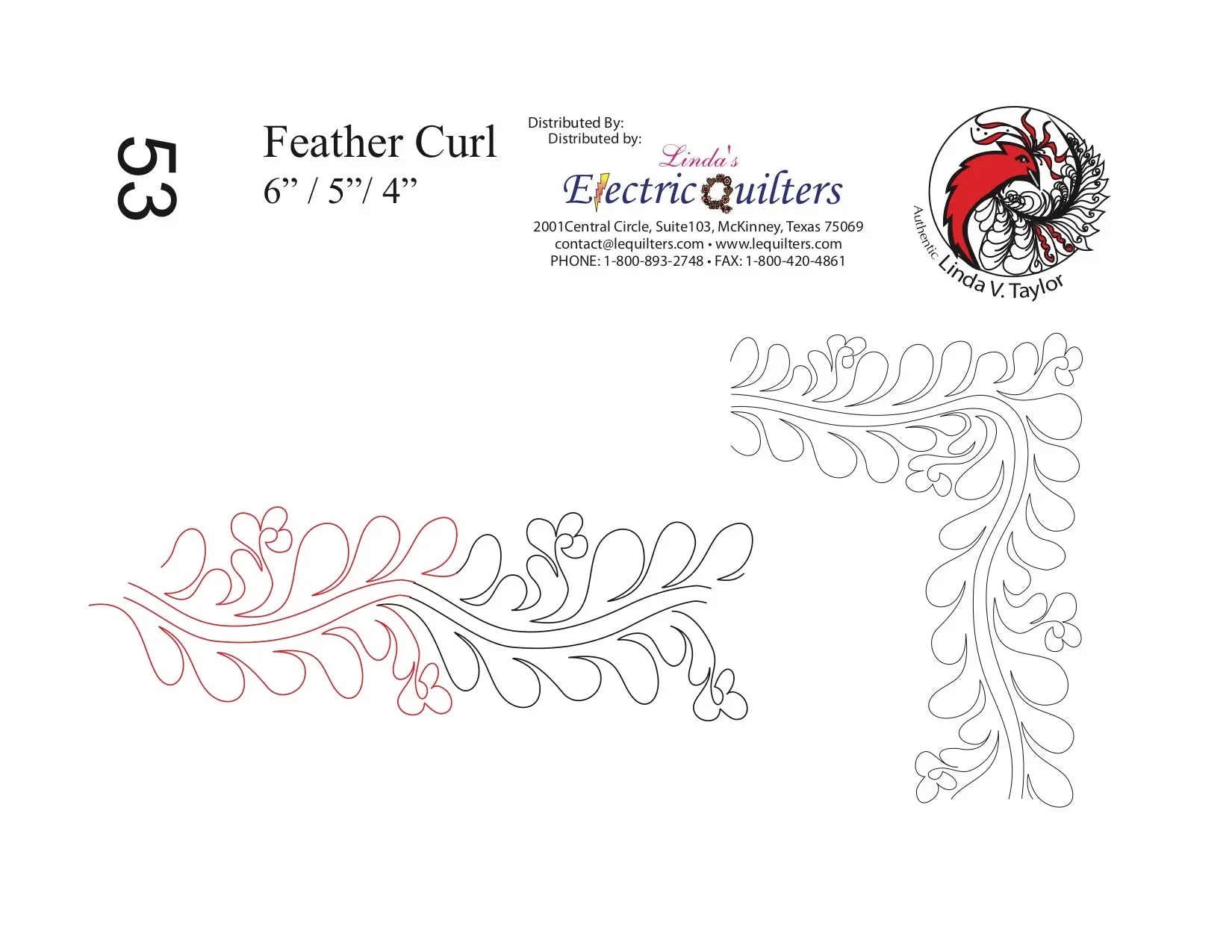 053 Feather Curl Pantograph by Linda V. Taylor - Linda's Electric Quilters