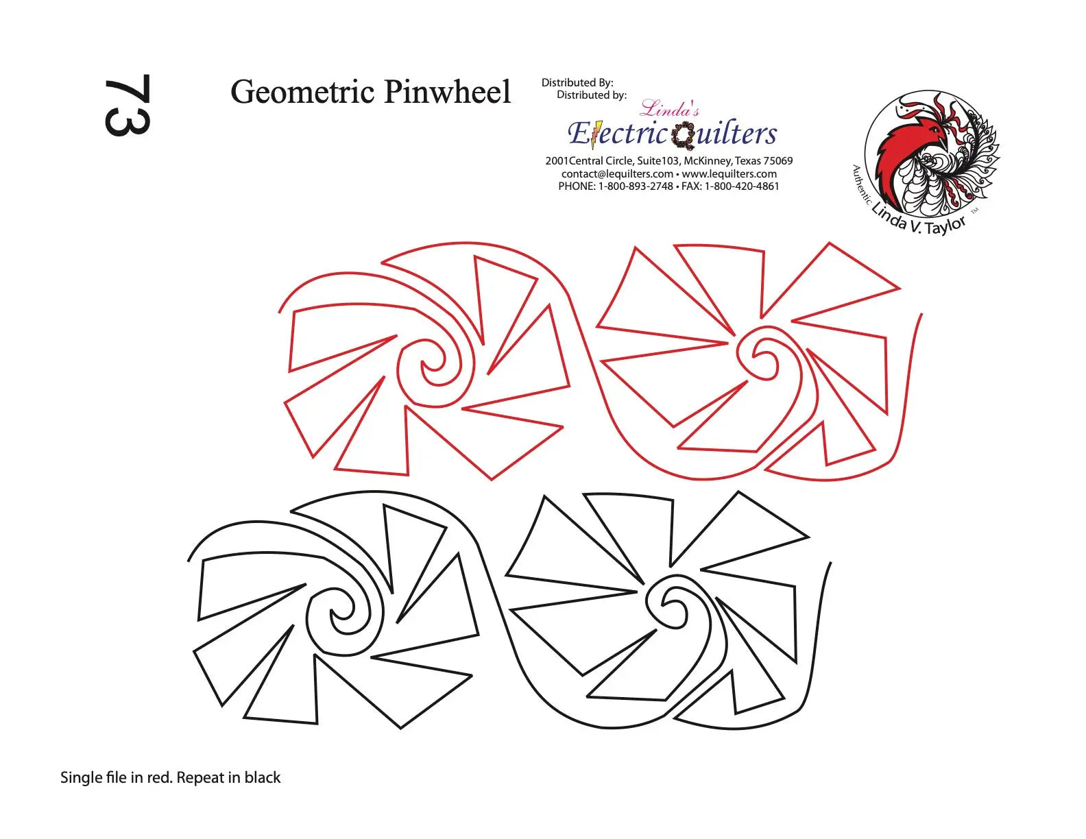 073 Geometric Pinwheel Pantograph by Linda V. Taylor - Linda's Electric Quilters